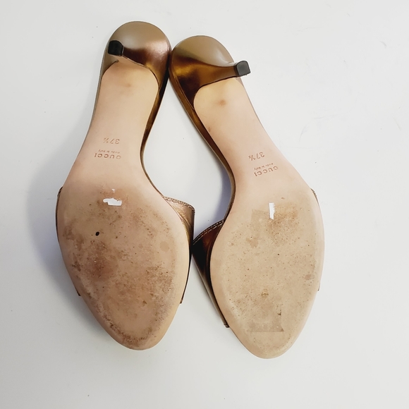 Authentic Gucci gold leather sandals size 37.5 - Picture 4 of 7